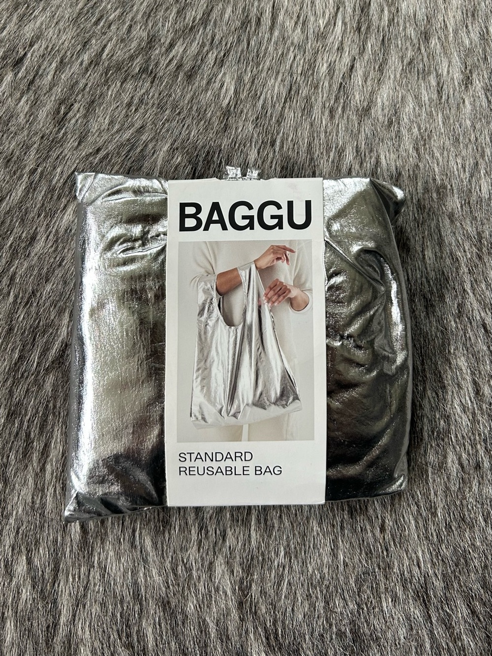 BRAND NEW Baggu Standard Reusable Bag Metallic Silver